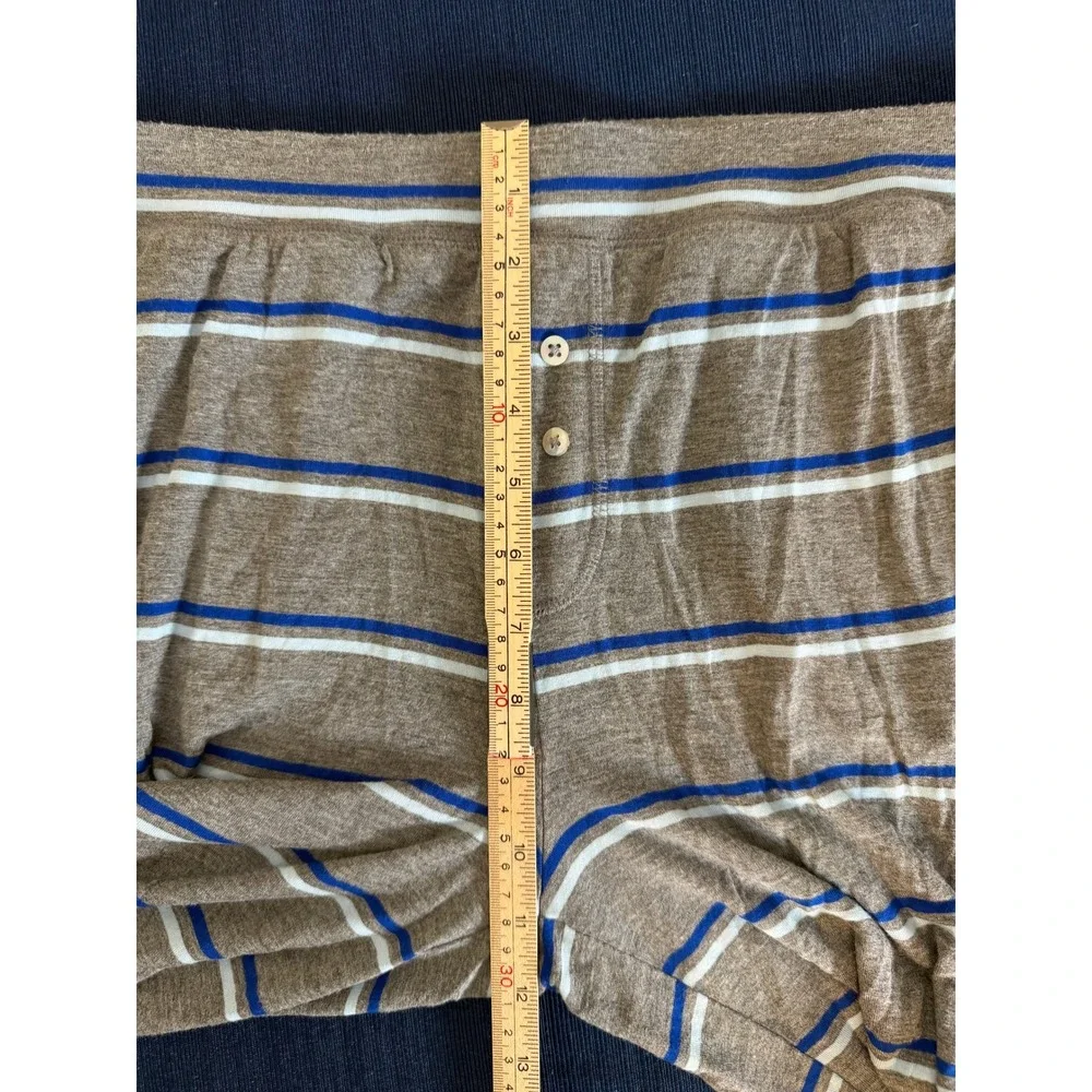 Alfani Intimates Pajama Set Medium Blue Grey Striped Long Sleeve Joggers Lounge